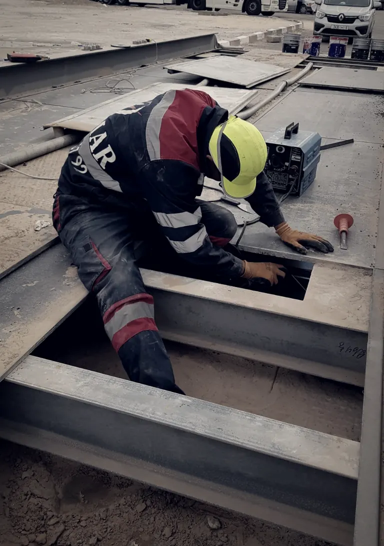 Technicien SCALMAR en intervention dans le tablier d'un pont-bascule
